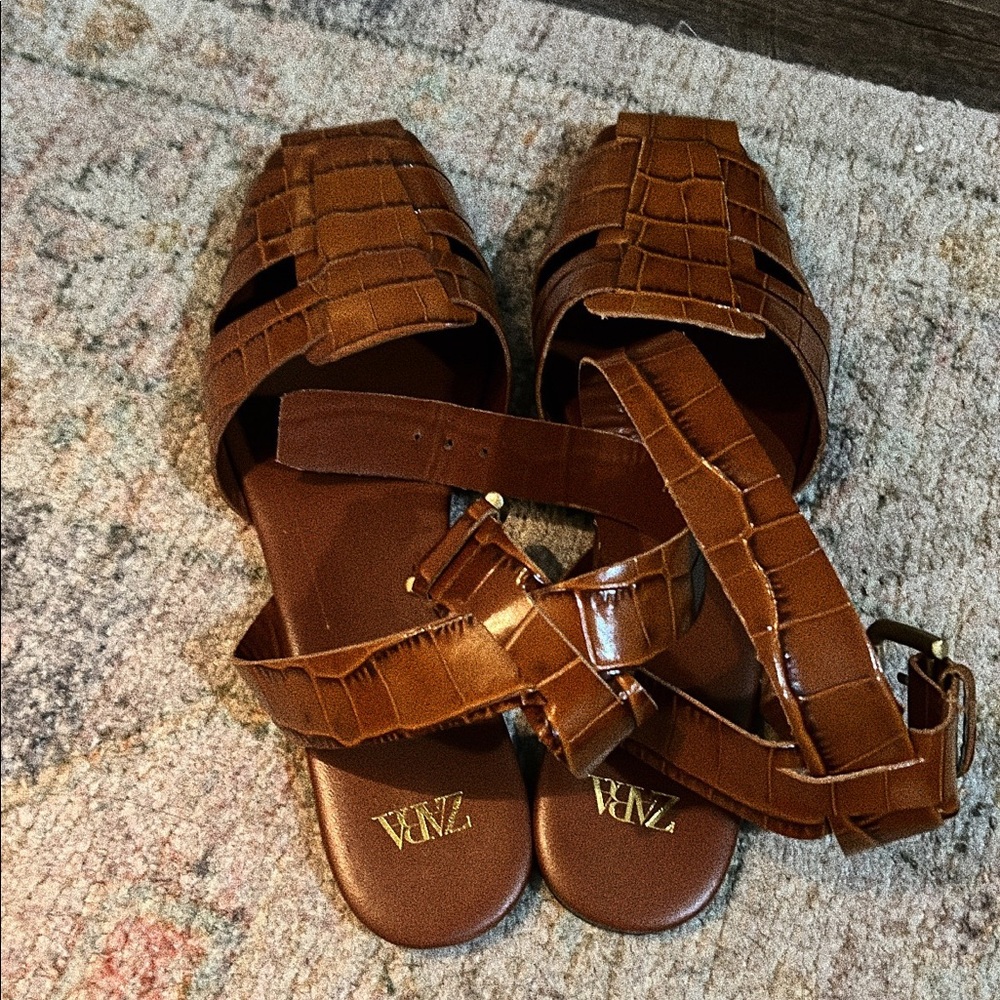 Leather wrap around ankle Sandals